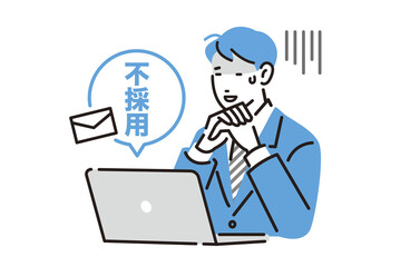 不採用通知が来てガッカリする就職活動中の男性