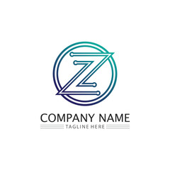 Z letter and font Z logo design vector identity illustration