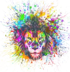 Foto op Aluminium close up of a lot of colorful lion © reznik_val