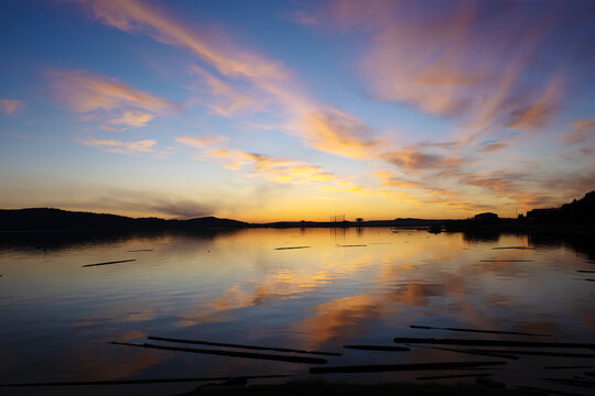 beautiful landscape, sunset on the Angara river