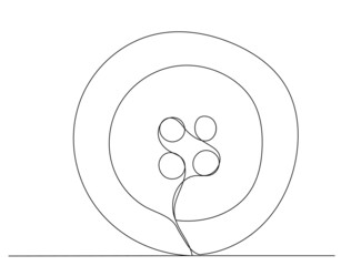 button drawing by one continuous line, vector