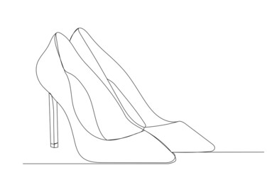 women's shoes drawing by one continuous line, vector