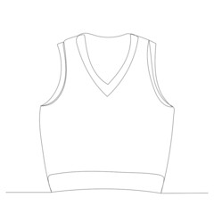 vest drawing by one continuous line, vector