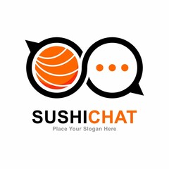 Sushi chat vector logo template. Suitable for business, food, and media social