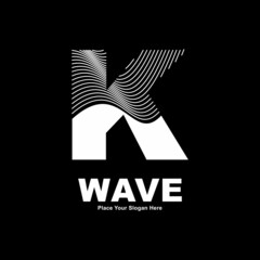 Abstract letter K line wave vector logo design. Suitable for business, poster, card, wave symbol and initial
