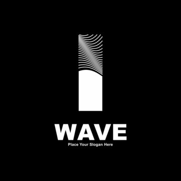 Abstract letter I line wave vector logo design. Suitable for business, poster, card, wave symbol and initial