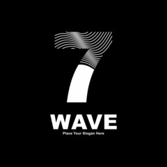 Number 7 line wave vector logo design. Suitable for business, poster, card, wave symbol and initial