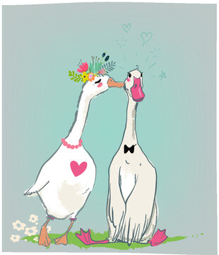 Cute goose couple
