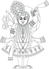 Shrinathji or Lord Krishna as Pichwai folk painting