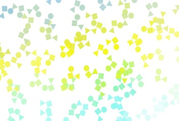 Light Green, Yellow vector backdrop with lines, circles, rhombus.