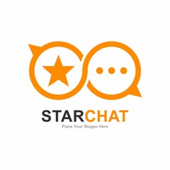 Fototapeta na wymiar star chat vector logo template. suitable for business, web, and media social