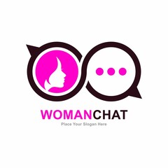 Woman chat vector logo template. Suitable for business, web, fashion and media social