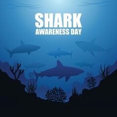 Obraz premium Shark awareness day vector illustration. Suitable for Poster, Banners, campaign and greeting card. 