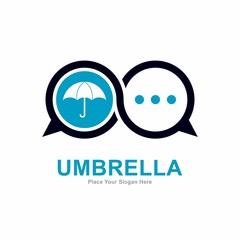 Umbrella chat logo template vector. Suitable for business, weather, and social network