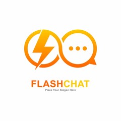 Flash chat logo vector logo template. Suitable for business and social media