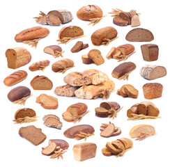 Bread collection on a white background
