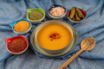 Tarhana soup. This soup is a specific kind of healthy and nutritious soup Turkey. Generally, Anatolian people consume this nice soup a lot. It is made from tomatoes, onions, red peppers and flour.