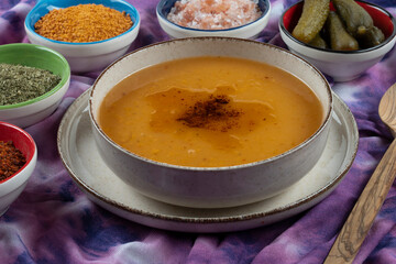 Tarhana soup. This soup is a specific kind of healthy and nutritious soup Turkey. Generally, Anatolian people consume this nice soup a lot. It is made from tomatoes, onions, red peppers and flour.