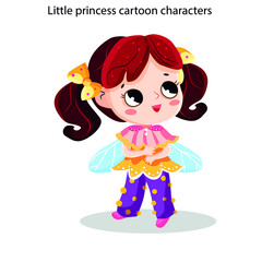 Little princess icons cute cartoon characters sketch