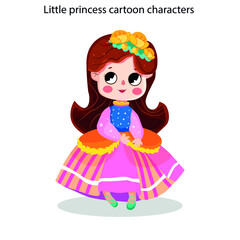 Obraz na płótnie Canvas Little princess icons cute cartoon characters sketch