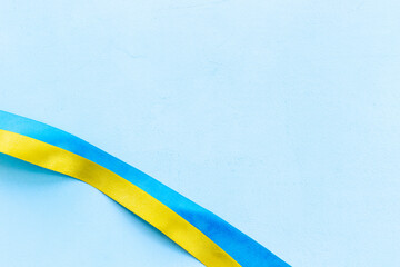 Yellow and blue ribbon. Ukaraine flag concept