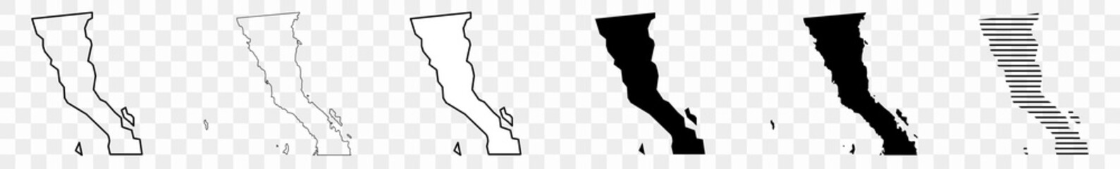 Baja California Map Black | State Border | Mexico | Mexican | Federal Entity | America | Transparent Isolated | Variations