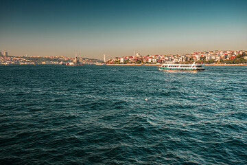 Fototapeta premium boats in the Bosphorus strait in Istanbul city 