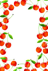 さくらんぼフレームの暑中見舞いはがき赤