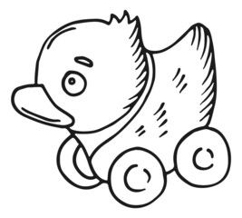 Baby wheel animal. Hand drawn toy car