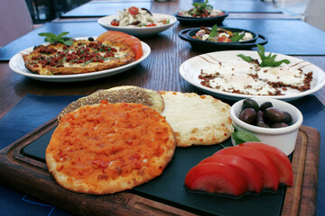 Traditional Arabic food | Arabic food backgrounds | Lebanese food  | ramadan food | Manakish | Middle East | Arab Delicious