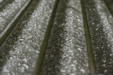 A close up of the ridge and groove of corrugated iron