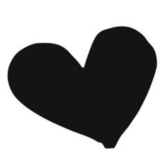 Heart hand drawn with ink brush isolated on white background