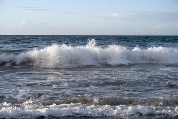 Fototapeta premium Ocean wave crashes on the shore