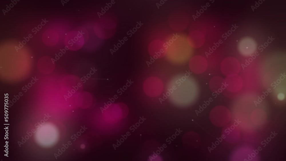 Poster animation of colorful bokeh moving on dark background