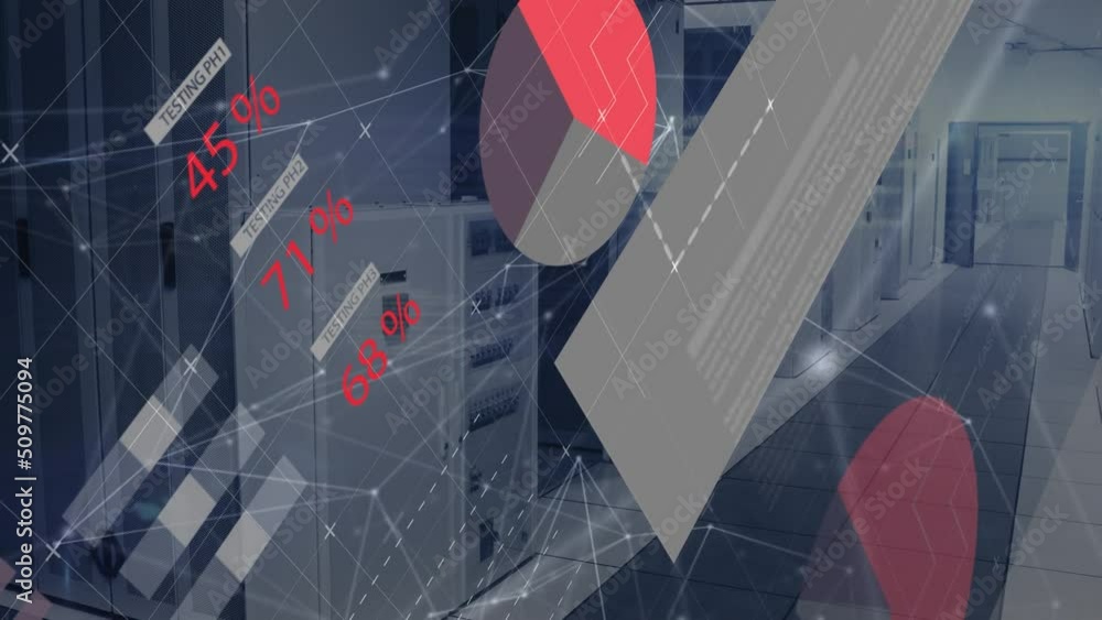 Poster animation of financial data processing over servers