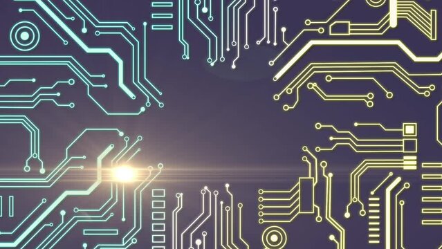 Animation of light moving over integrated circuit