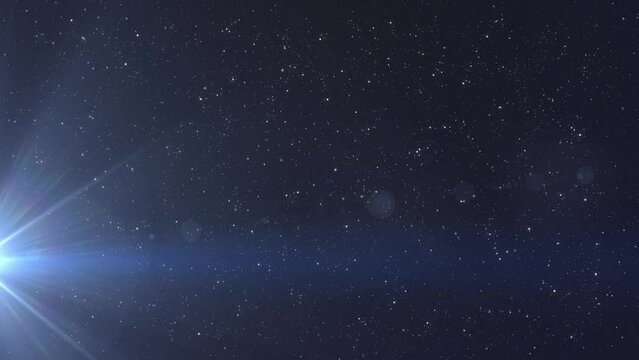 Animation of light blinking on night sky with stars