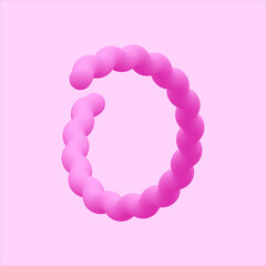 Obraz premium O letter pink cotton candy logo design. Vector shinny isolated font for app logo, , design element, poster and headline etc.