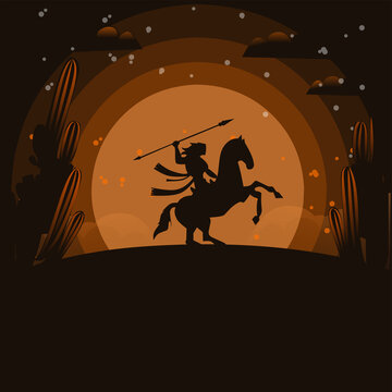 a man is hunting with a horse