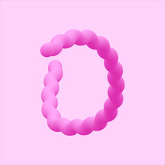 Obraz premium D letter pink cotton candy logo design. Vector shinny isolated font for app logo, , design element, poster and headline etc.