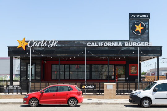 ALFAFAR, SPAIN - JUNE 06, 2022: Carl's Jr. is an American fast food restaurant chain