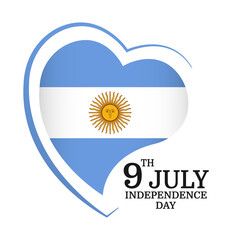 Vector Illustration of Independence Day of Argentina.  Argentina flag in heart shaped
