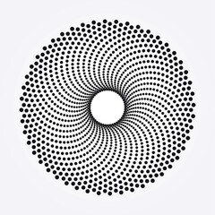 Dotted circular logo. Circular concentric dots isolated on the white background. Halftone fabric design. Halftone circle dots texture. Vector design element.
