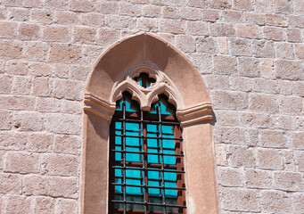Gothic windows of old medieval european building