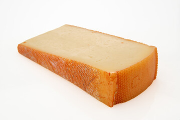 Fontina cheese slice isolated on white
