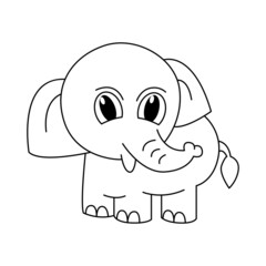 Cute elephant cartoon coloring page illustration vector. For kids coloring book.