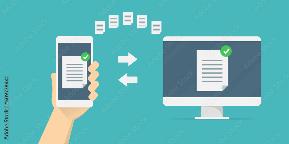 Poster transferring or exchanging files between a smartphone and a computer, copying information. data exch