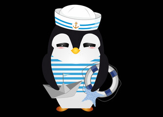 niedlicher Pinguin als Seemann im Marine Look
