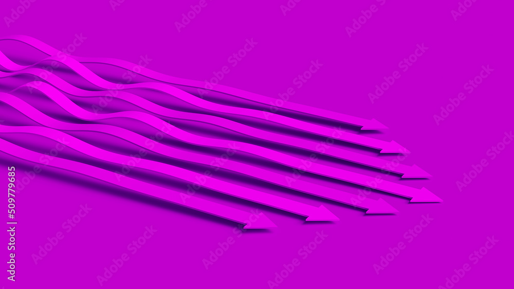 Poster magenta violet business presentation. arrows pointer 3d illustration. directions of intensive develo