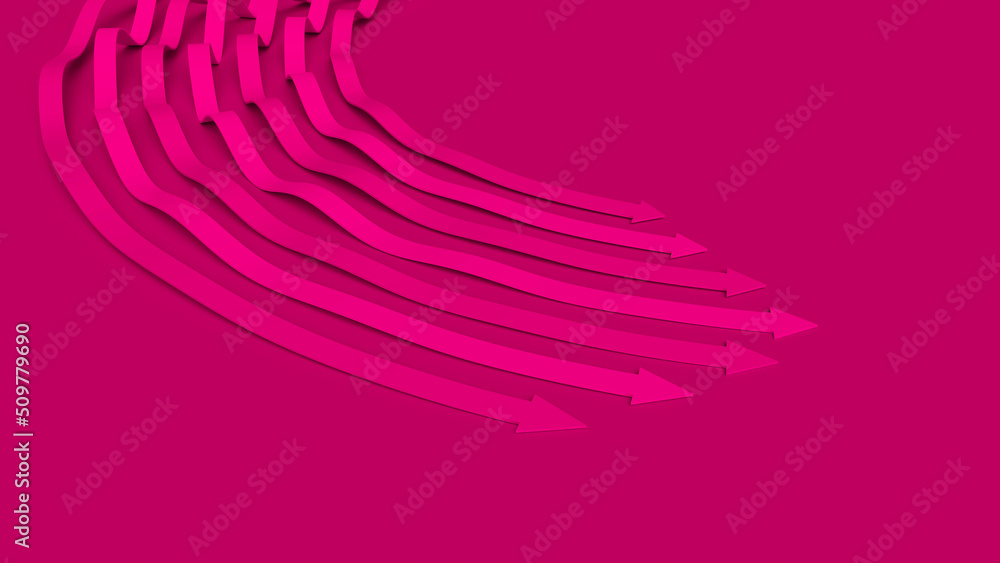 Poster magenta violet business presentation. arrows pointer 3d illustration. directions of intensive develo